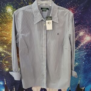 Ralph Lauren Blue and White Vertical Stripe Dress Shirt